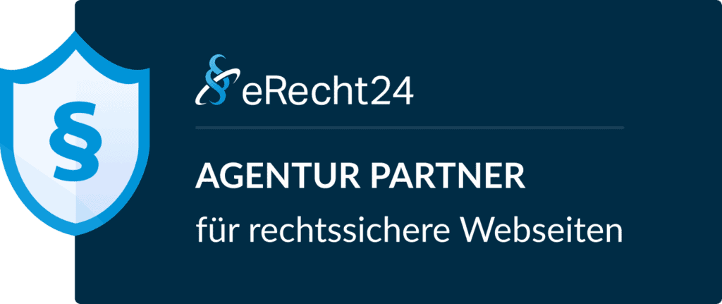 eRecht24 Agentur Partner Siegel dark horizontal large